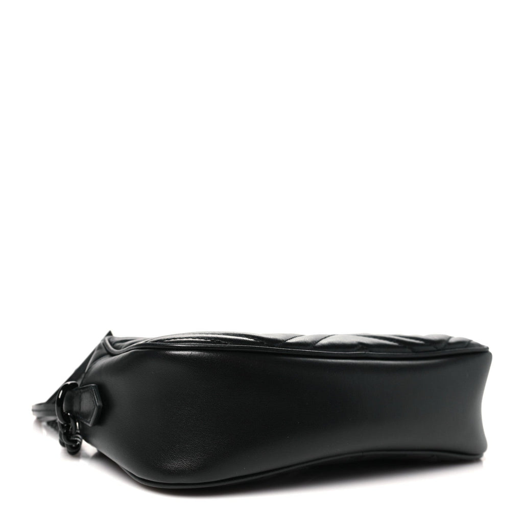 Calfskin Matelasse Monochrome Small GG Marmont Chain Shoulder Bag Black