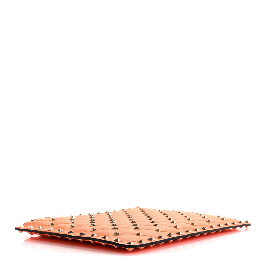 Nappa Rockstud Spike Pouch Neon Orange