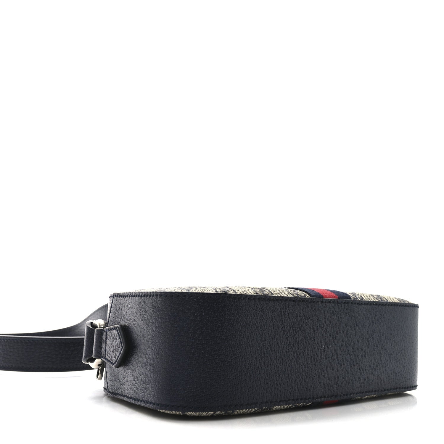 GG Supreme Monogram Textured Dollar Calfskin Web Small Ophidia Camera Bag Beige Blue
