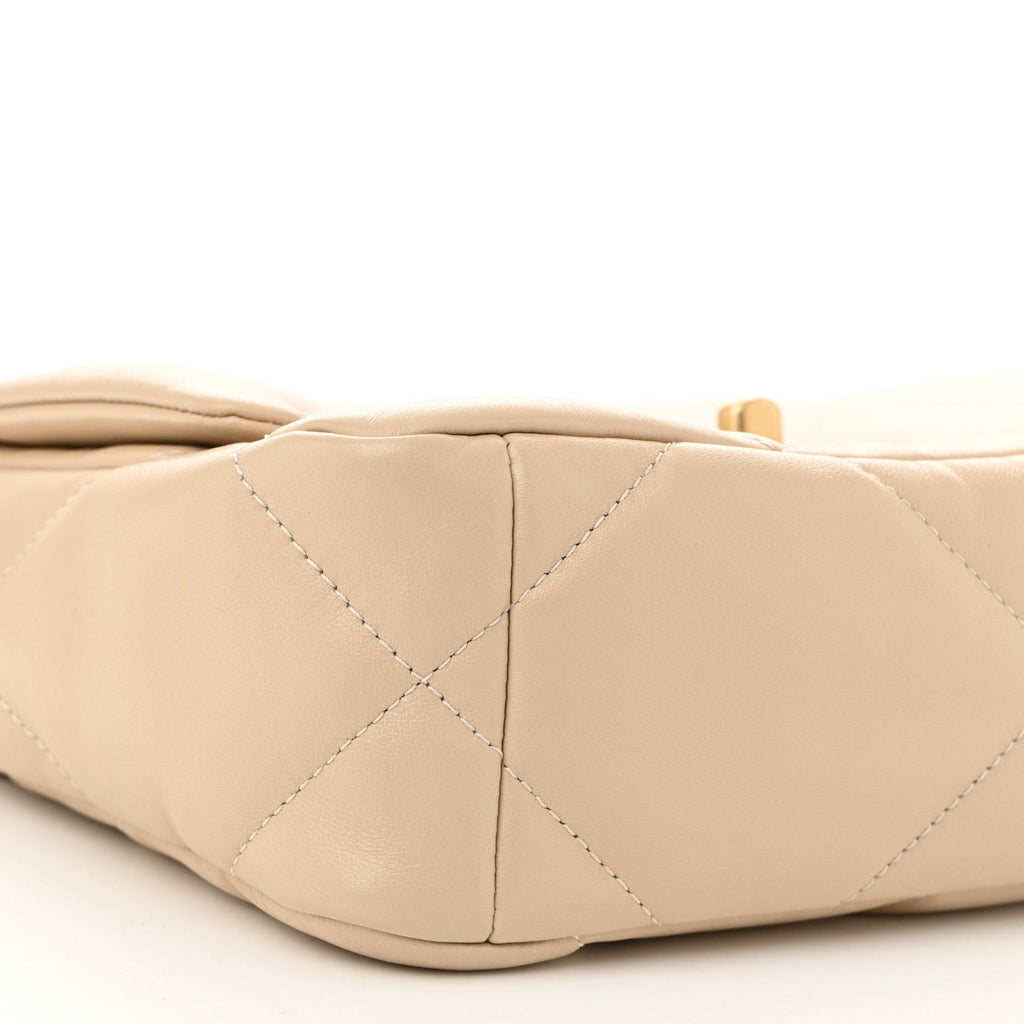 Lambskin Quilted Medium Chanel 19 Flap Beige