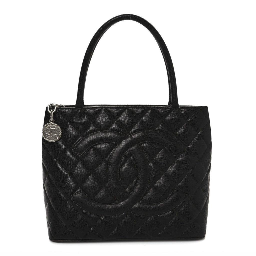 Caviar Quilted Medallion Tote Dark Brown