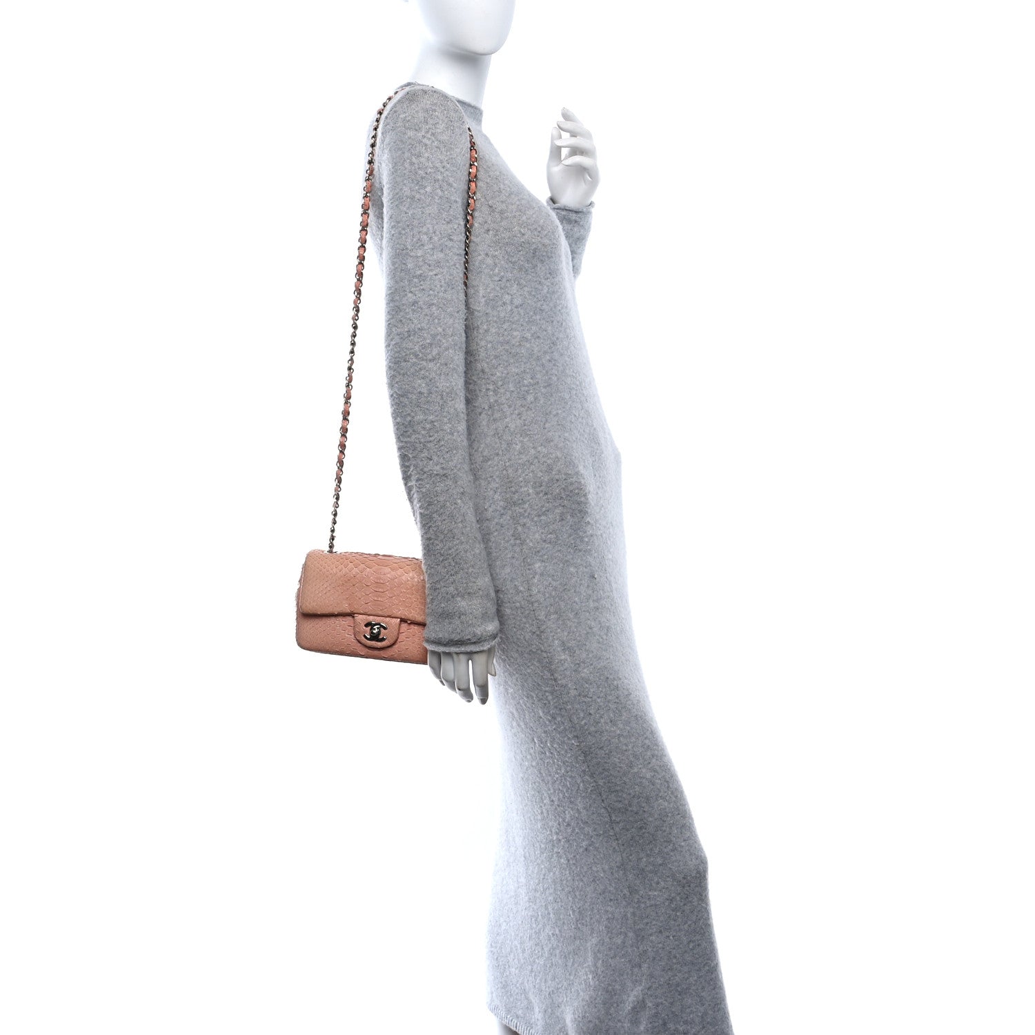 Snakeskin Mini Rectangular Flap Pink