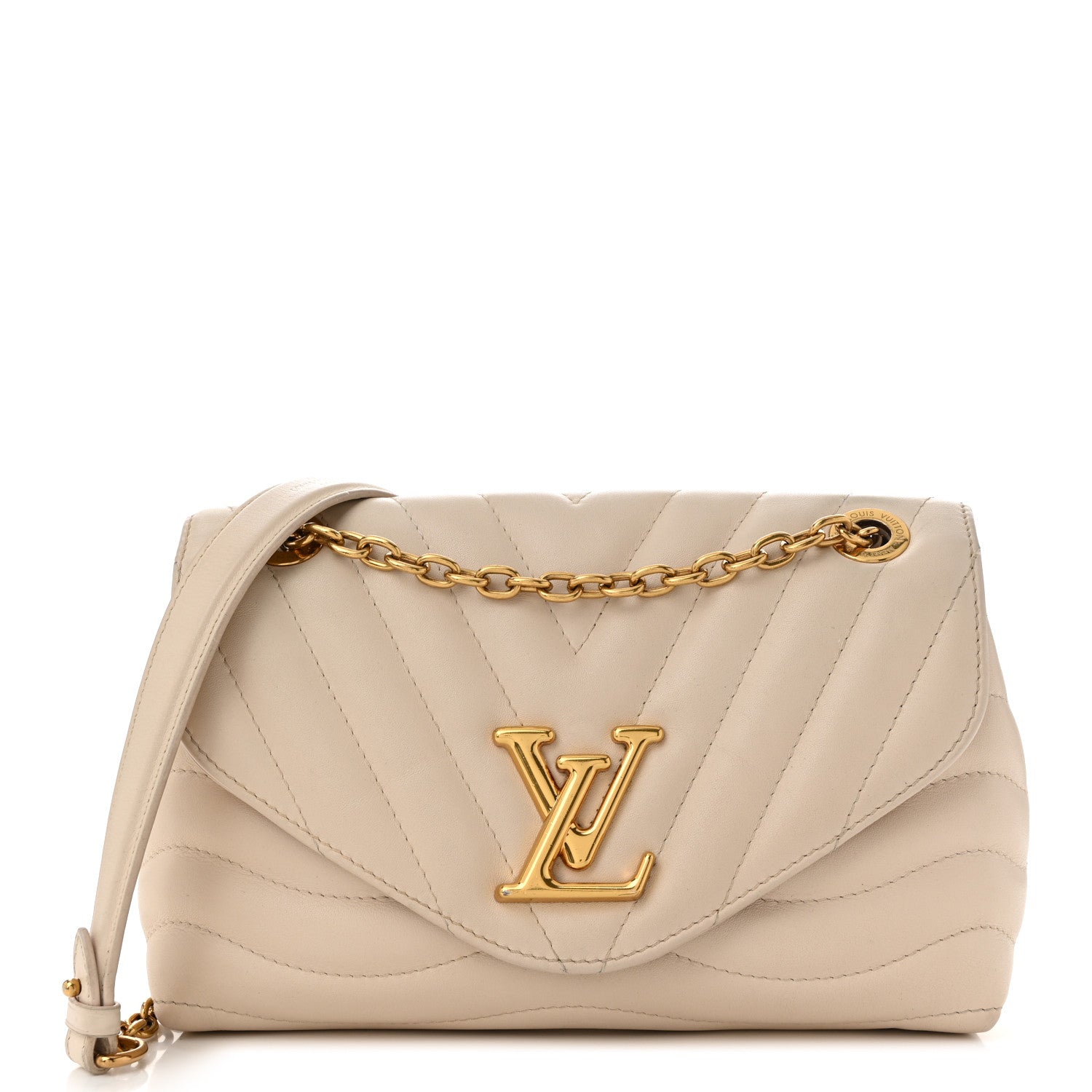 Calfskin LV New Wave Chain Bag Ivory