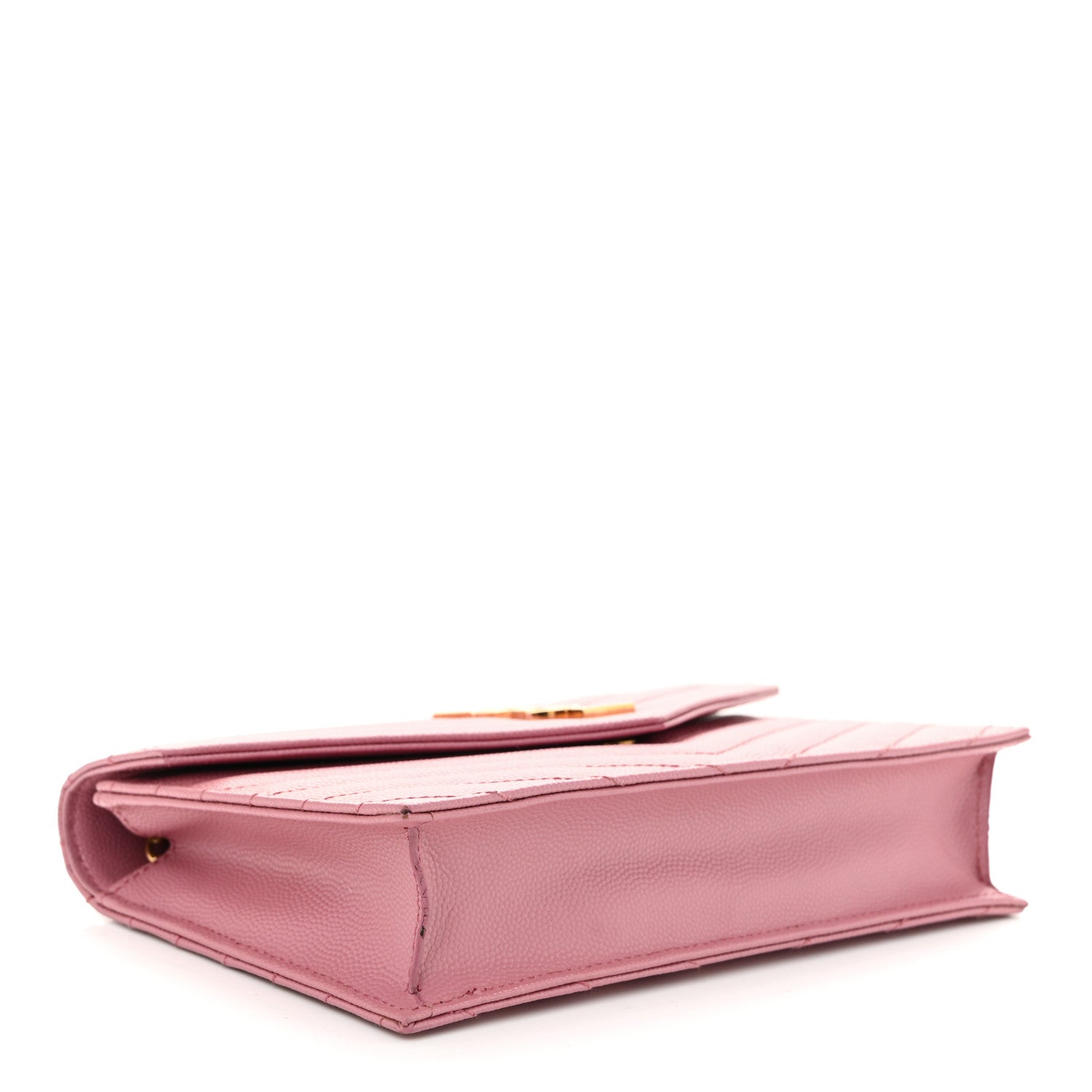 Grain De Poudre Matelasse Chevron Monogram Envelope Chain Wallet Dark Rose
