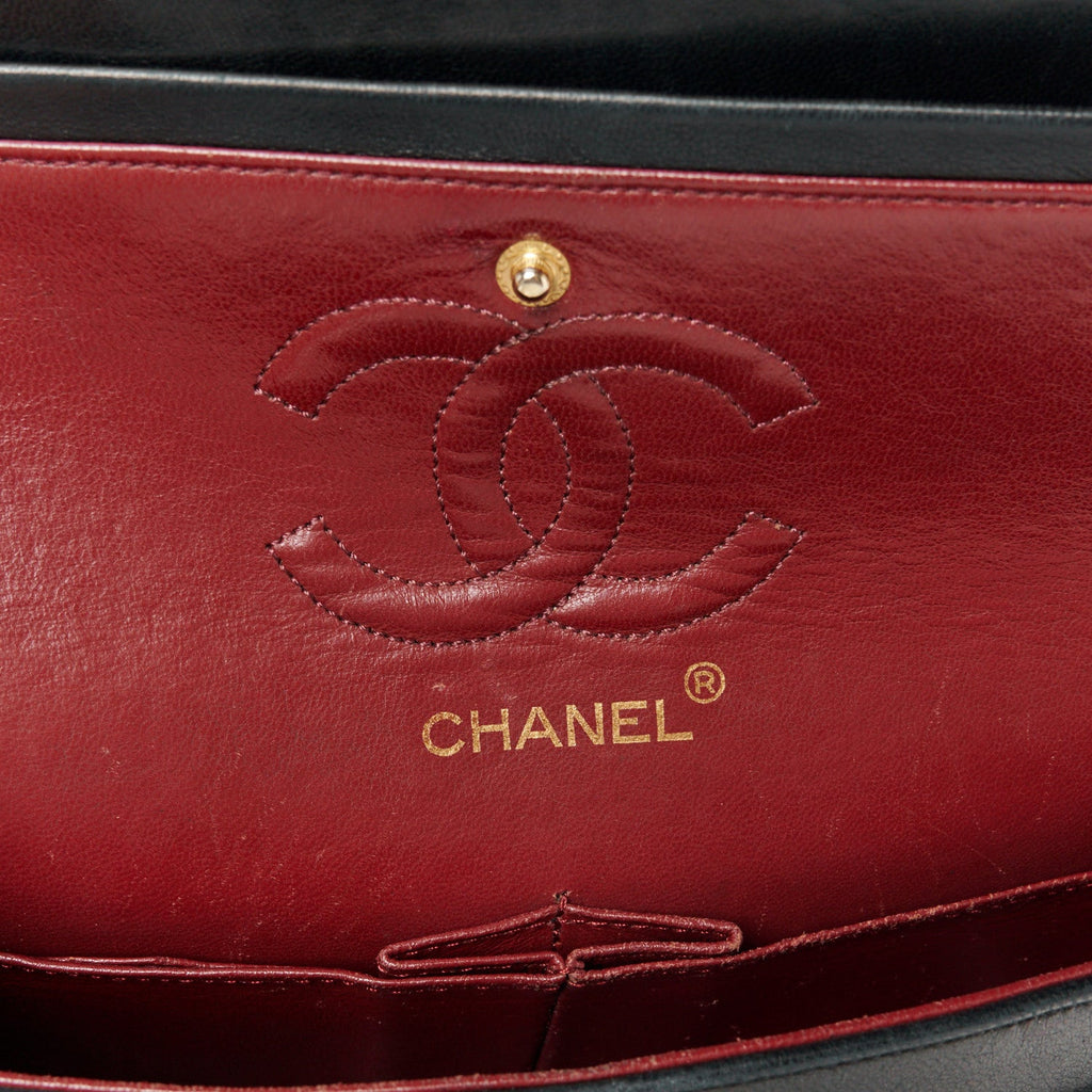 Lambskin Quilted Small Double Flap Black