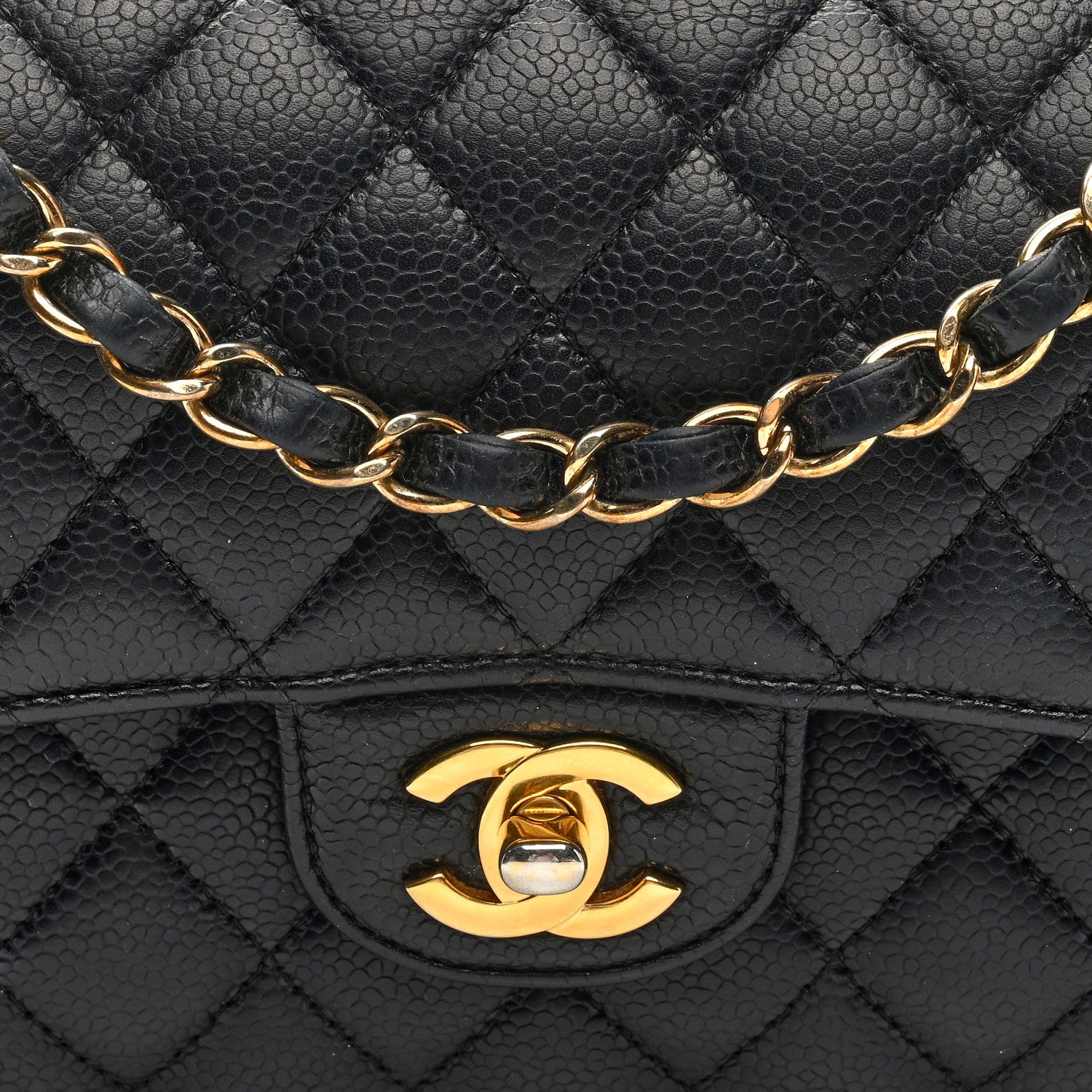 Caviar Quilted Small Double Flap Black