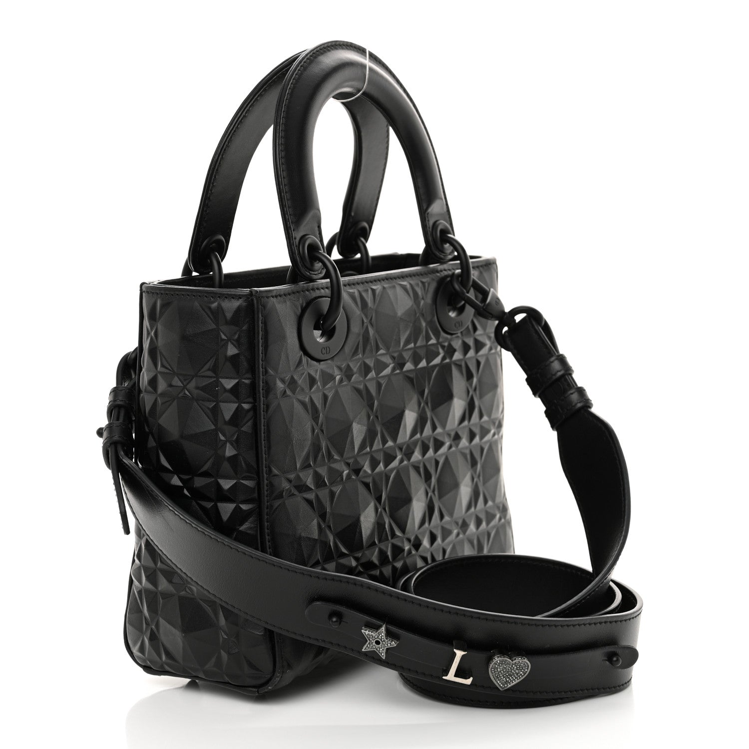 Calfskin Cannage Diamond Small My ABCDior Lady Dior Black