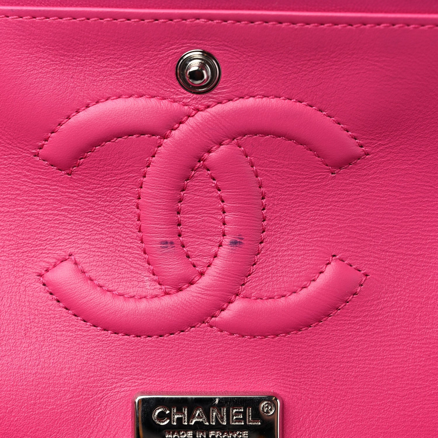 Metallic Snakeskin Medium Double Flap Blue Pink