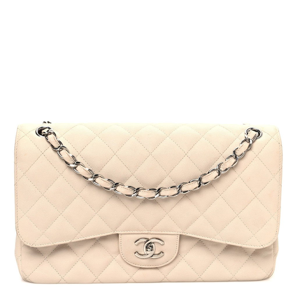 Caviar Quilted Jumbo Double Flap Ivory