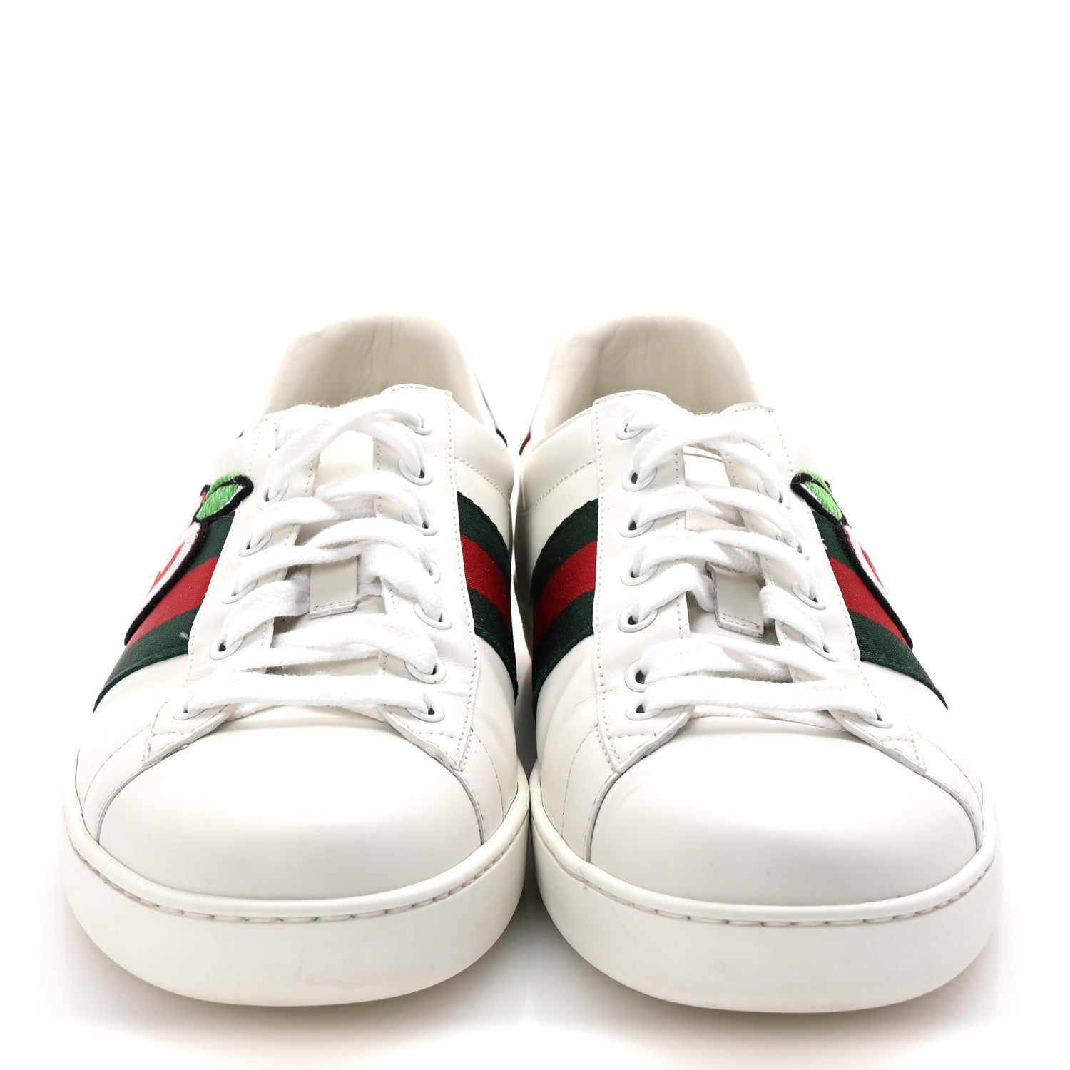 Calfskin Web GG Apple Embroidered Ace Sneakers 9.5 White