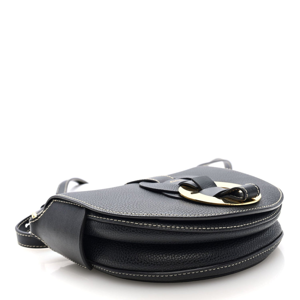 Grained Calfskin Small Darryl Saddle Crossbody Bag Black
