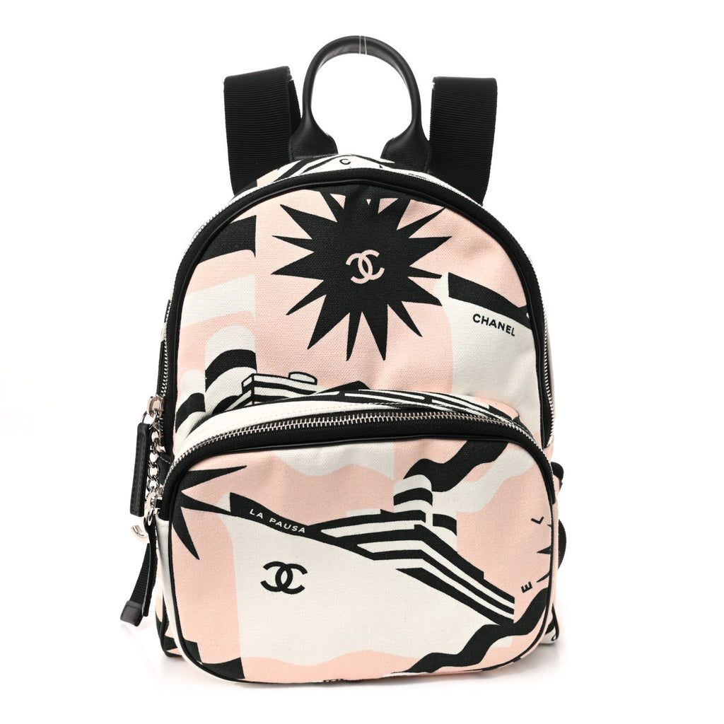 Canvas Cruise La Pausa Print Backpack Pink White Black