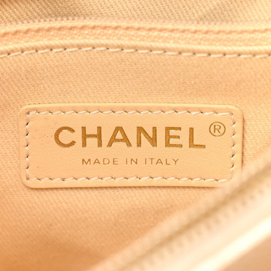 Grained Calfskin Small Stitched Flap White