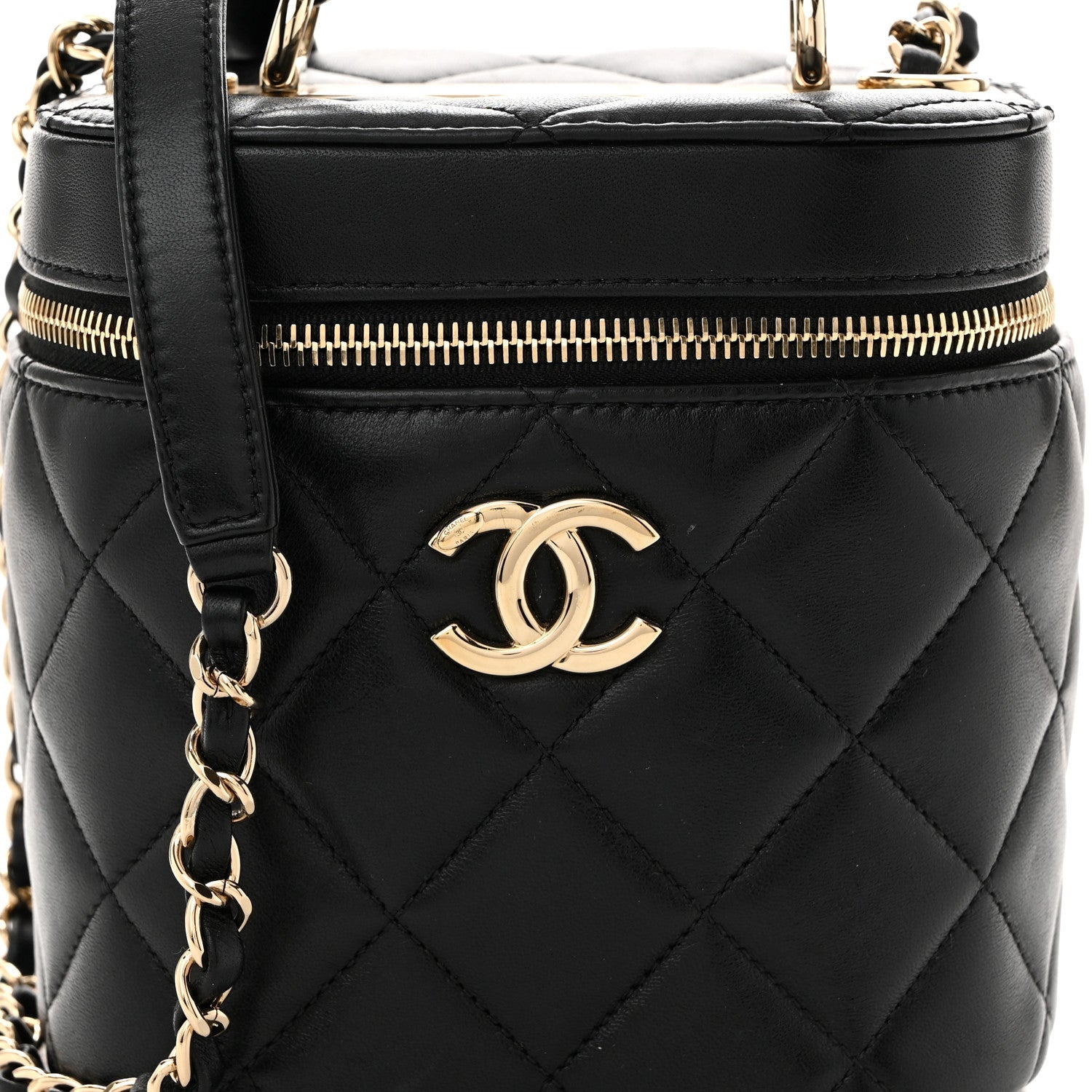 Lambskin Quilted Trendy Vanity Case Black