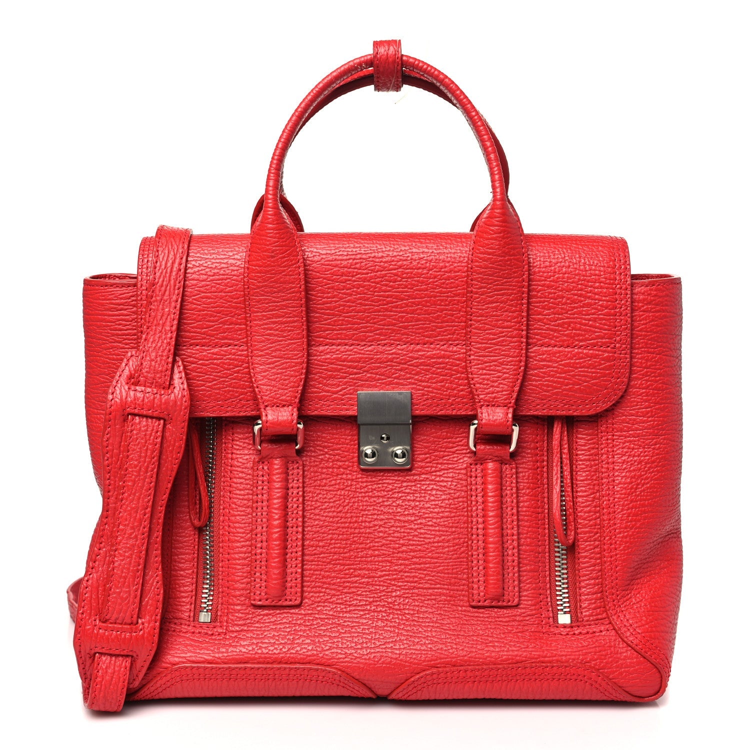 Textured Calfskin Medium Pashli Satchel Red