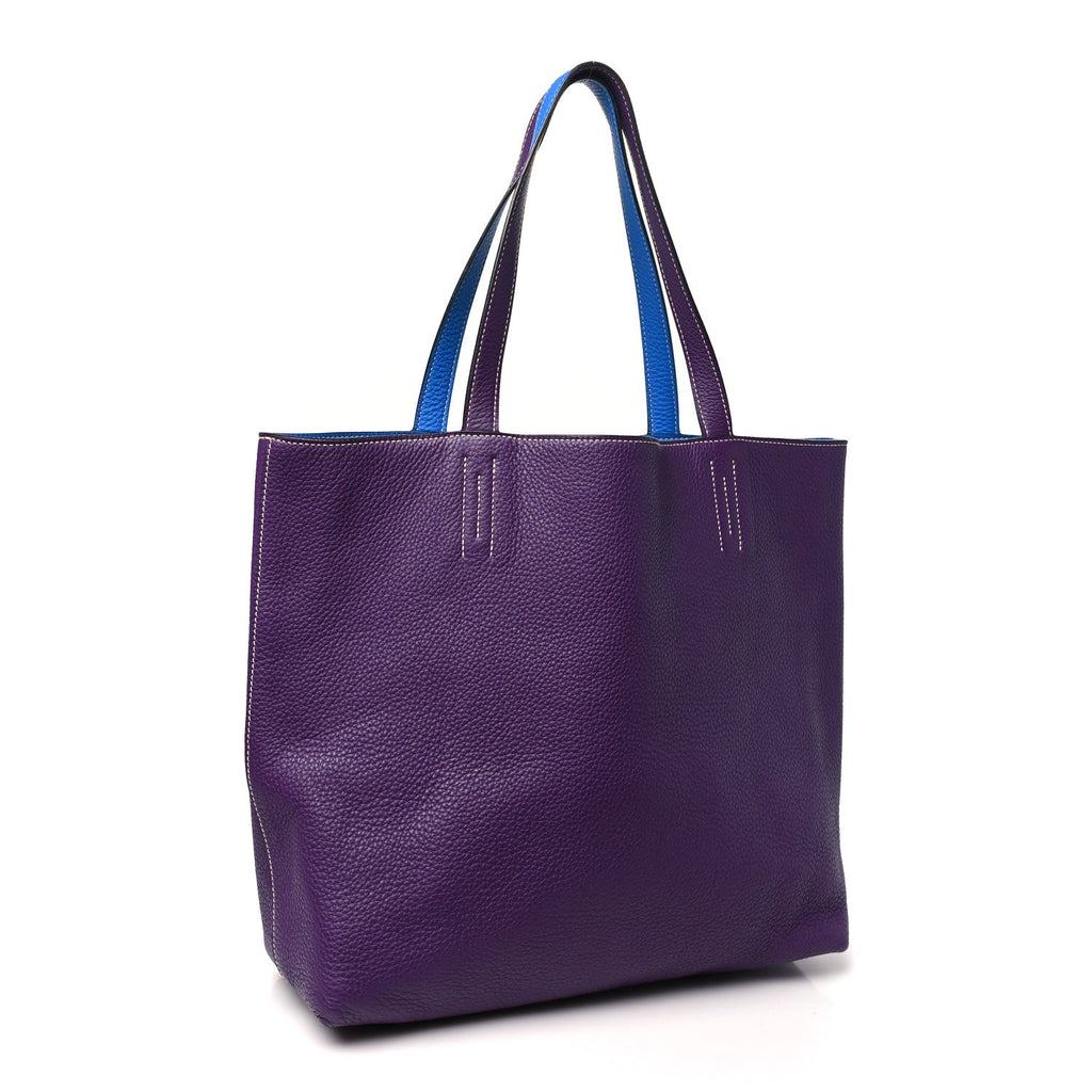 Taurillon Clemence Double Sens 36 Reversible Tote Bleu Zanzibar Ultraviolet