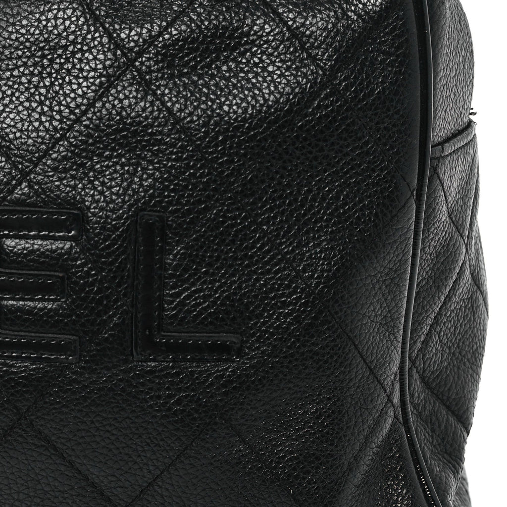 Calfskin Patent Quilted Bowler Black