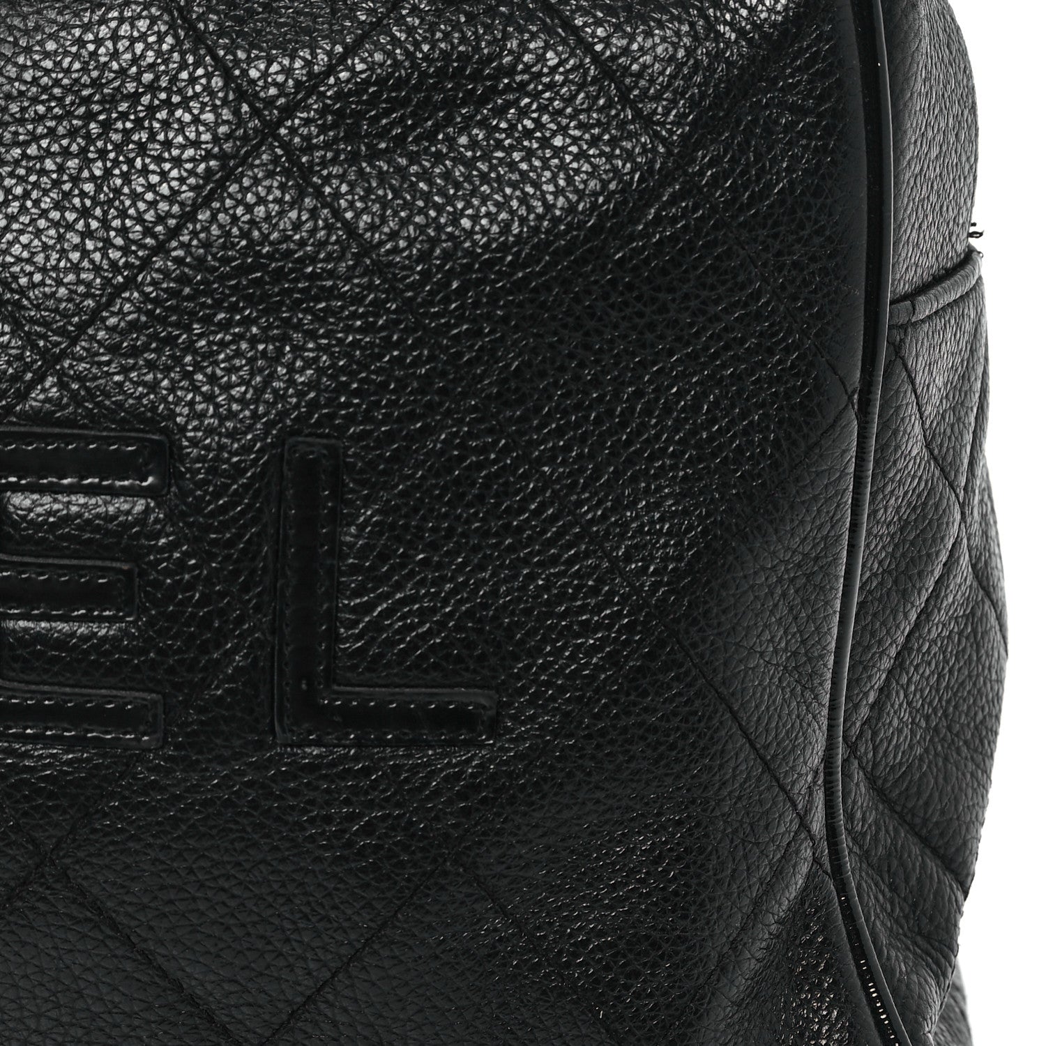 Calfskin Patent Quilted Bowler Black