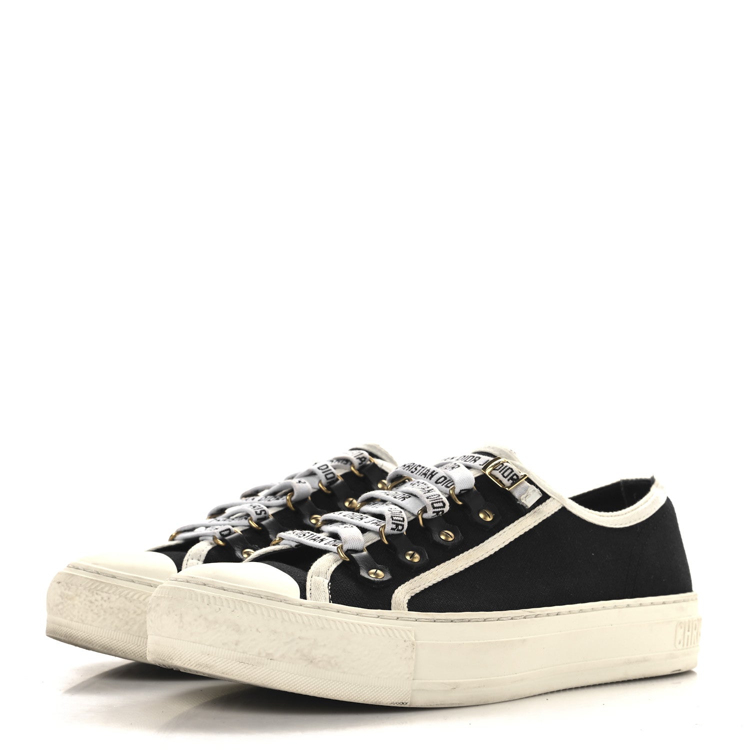 Canvas Walk'N'Dior Low Top Sneakers 37.5 Black