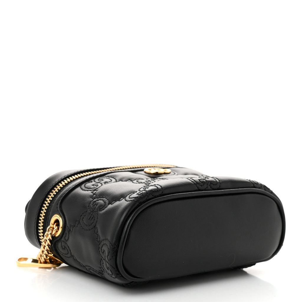 Calfskin GG Matelasse Mini Top Handle Bag Black