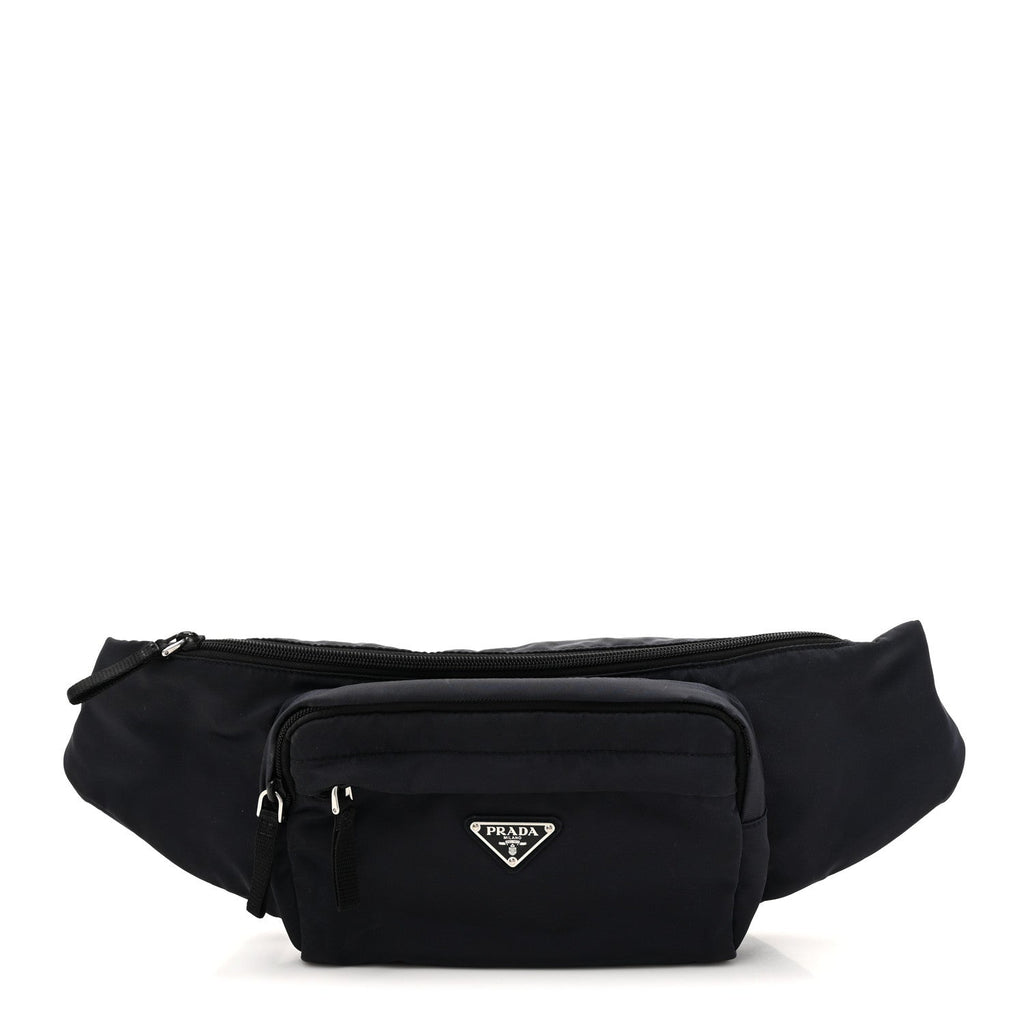Tessuto Nylon Double Pocket Belt Bag Bleu