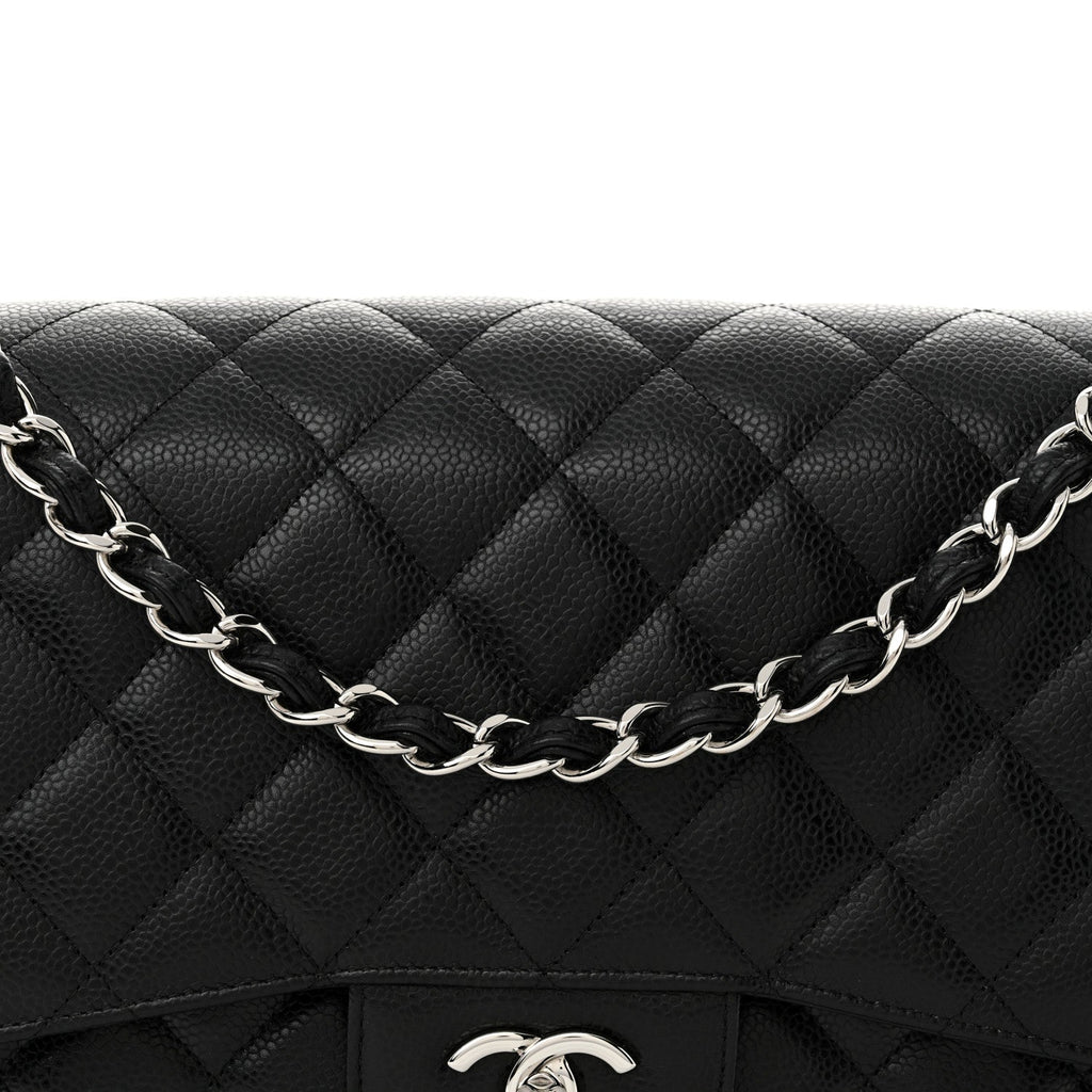 Caviar Quilted Jumbo Double Flap Black