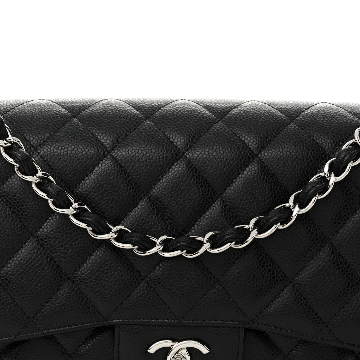 Caviar Quilted Jumbo Double Flap Black