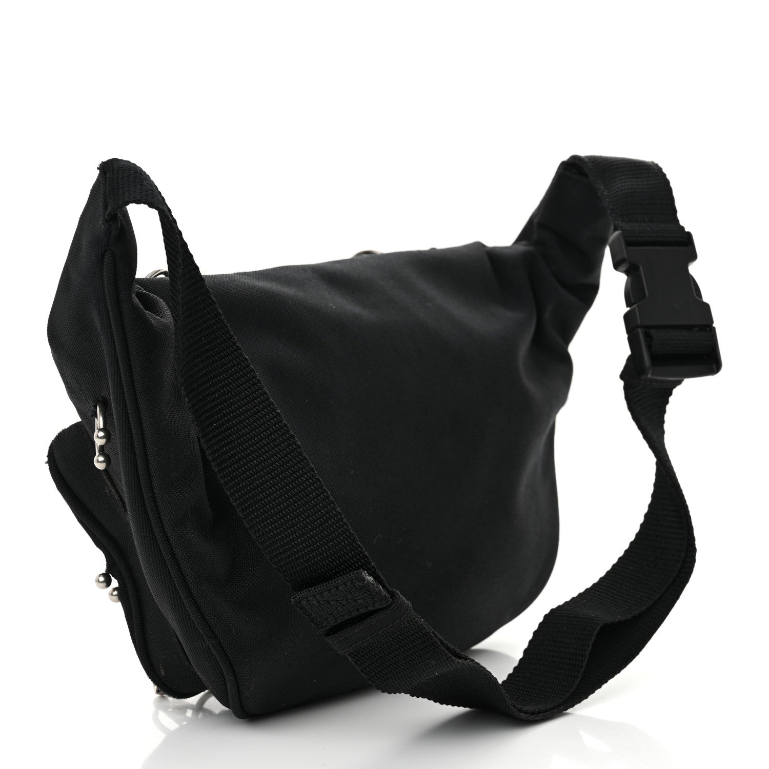 Nylon Canvas Logo Piercing Explorer Beltpack Black White