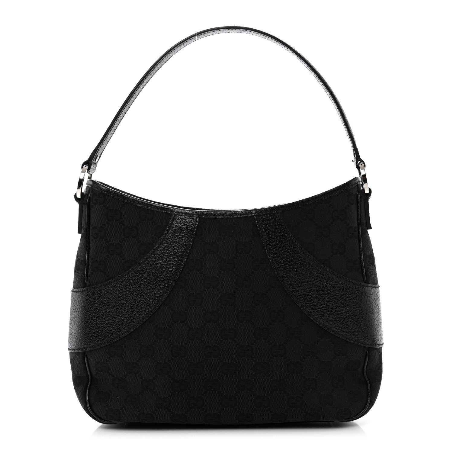 Monogram Leather Shoulder Bag Black