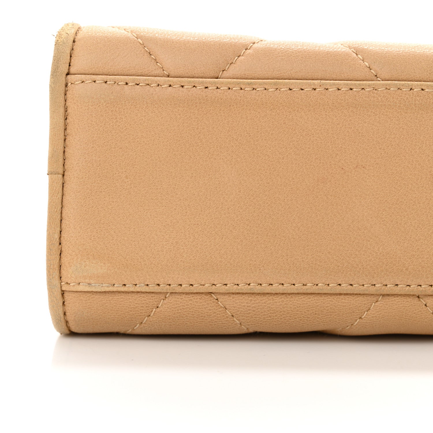 Lambskin Quilted Diamond CC Bekko Chain Shoulder Bag Beige