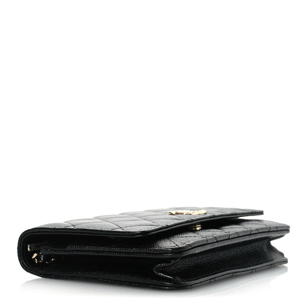 Caviar Quilted Chain CC Wallet On Chain WOC Black