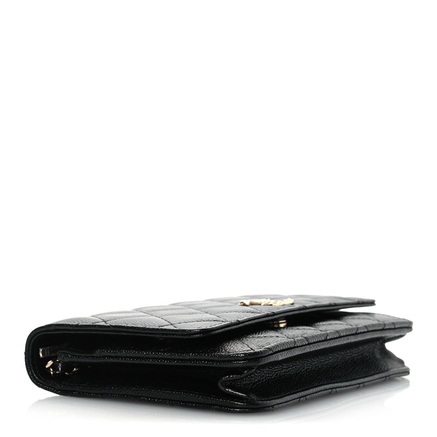 Caviar Quilted Chain CC Wallet On Chain WOC Black