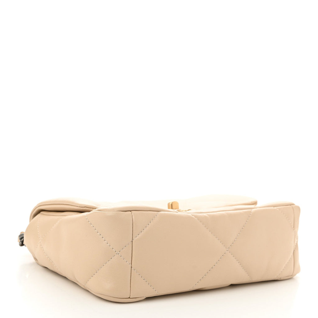 Lambskin Quilted Medium Chanel 19 Flap Beige