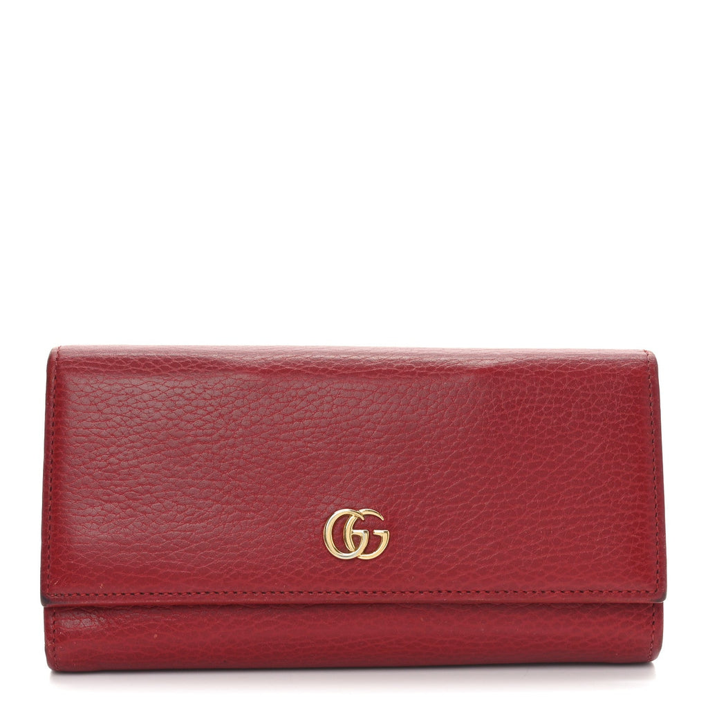 Dollar Calfskin Petite GG Marmont Wallet Hibiscus Red