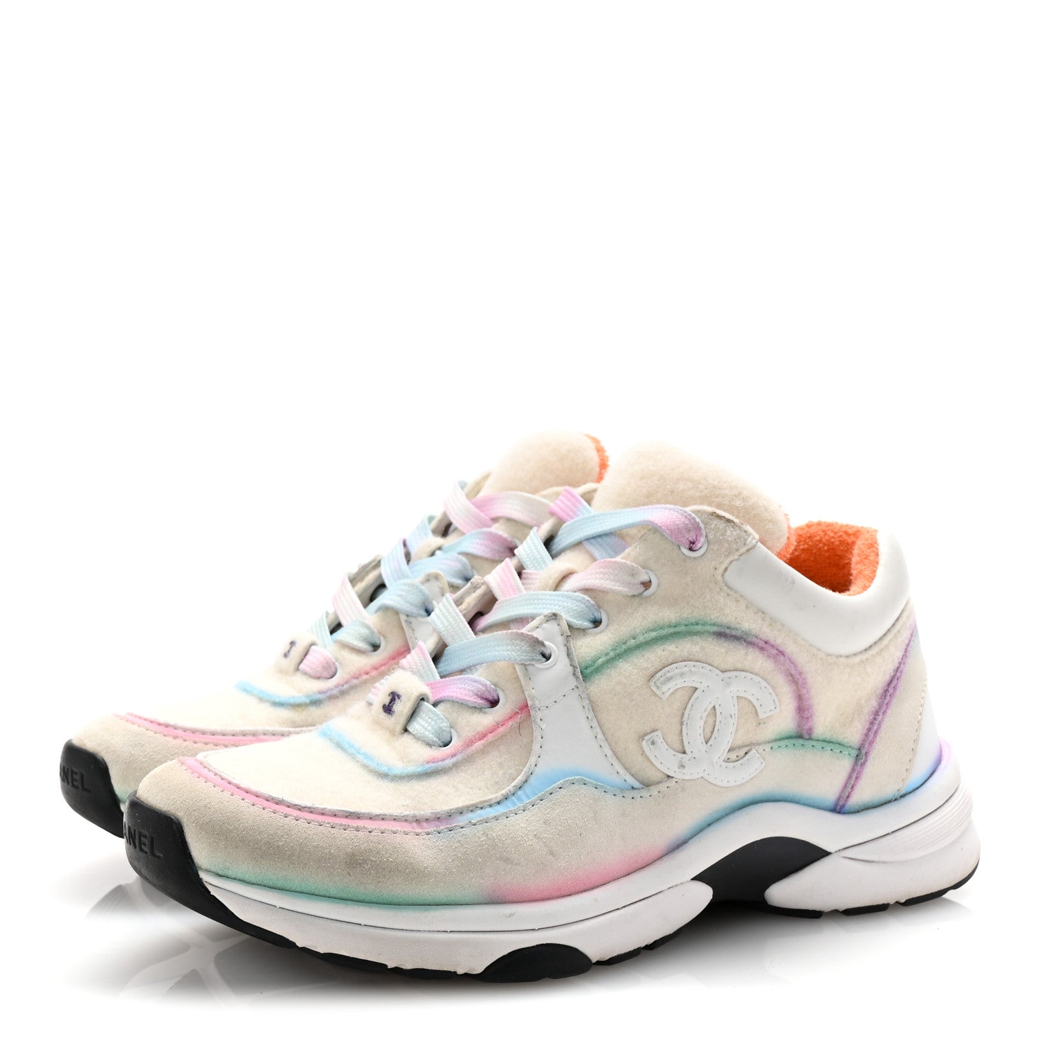 Wool Suede Calfskin CC Sneakers 36.5 Multicolor