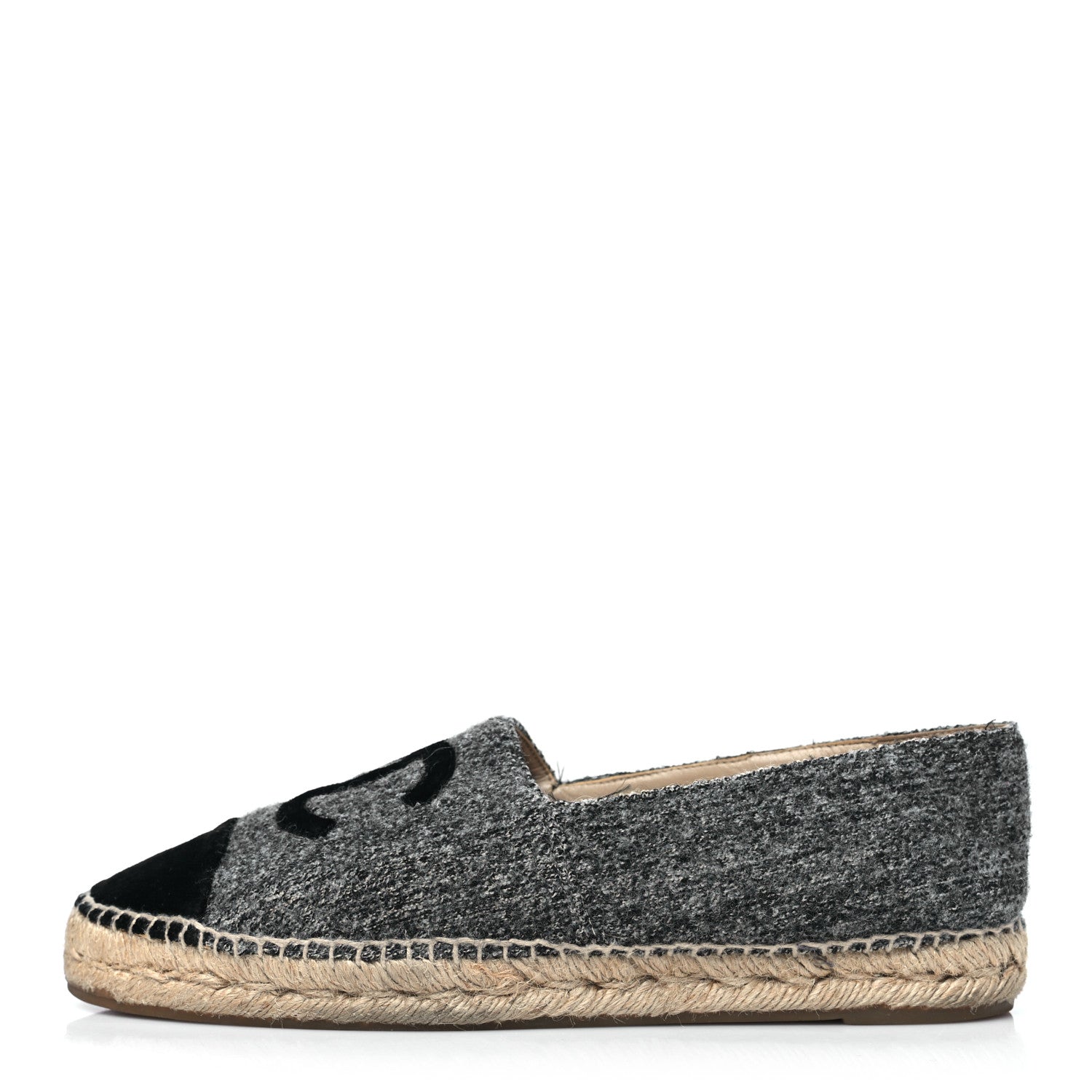 Tweed Velvet CC Espadrilles 40 Grey Black