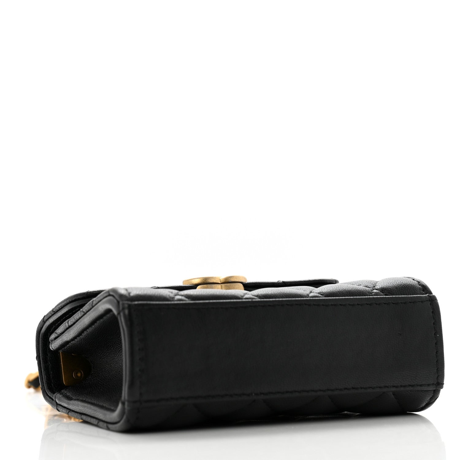 Lambskin Enamel Quilted Mini Top Handle Flap Black