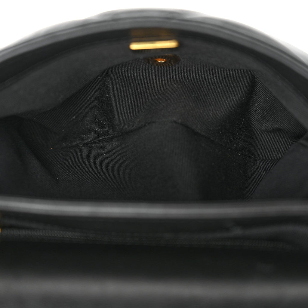 Lambskin Quilted Small Chain Top Handle Flap Black