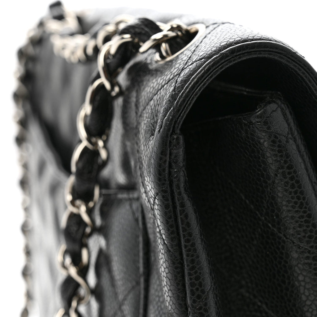 Caviar Quilted Jumbo Double Flap Black