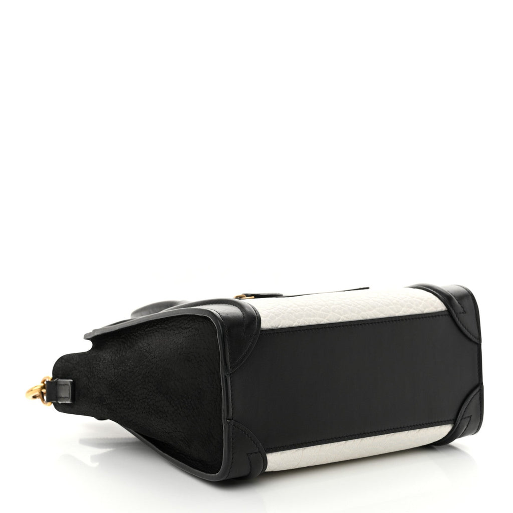 Bullhide Calfskin Nubuck Bi-Color Nano Luggage Black White