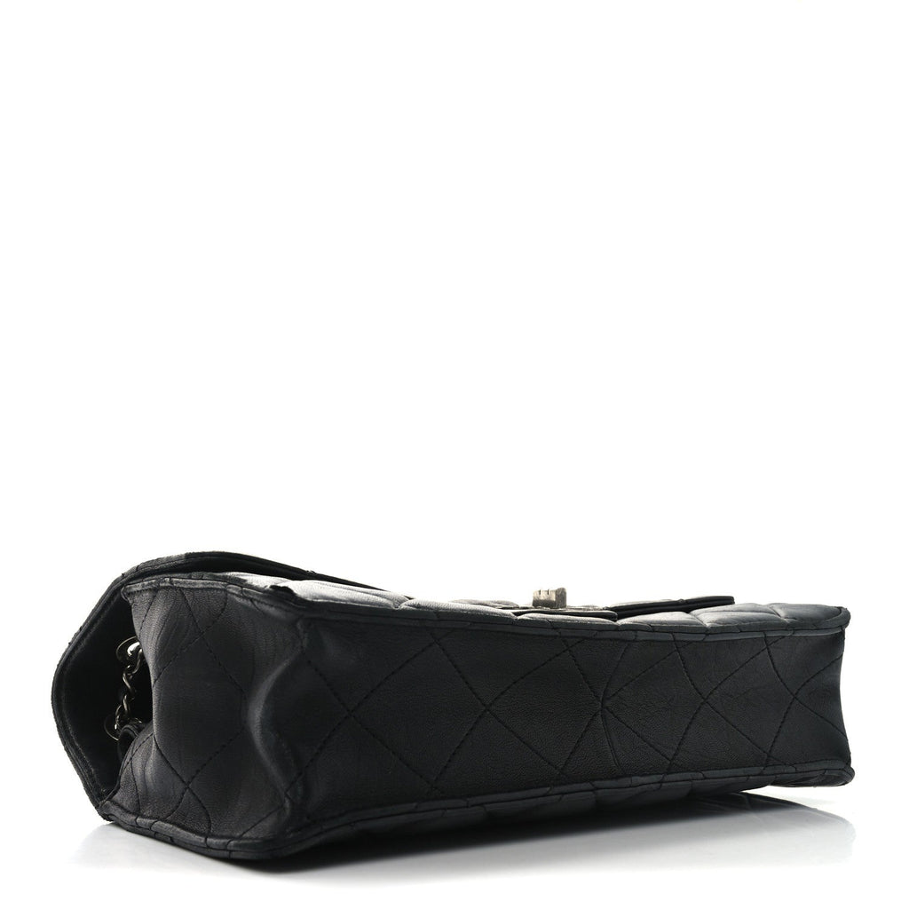Washed Lambskin Jumbo Take Away Flap Black