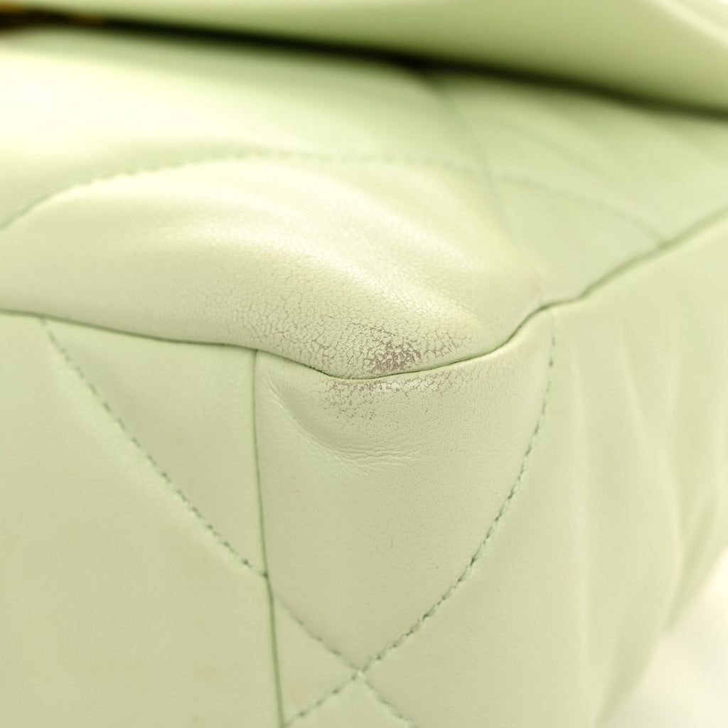 Lambskin Quilted Medium Chanel 19 Flap Light Green