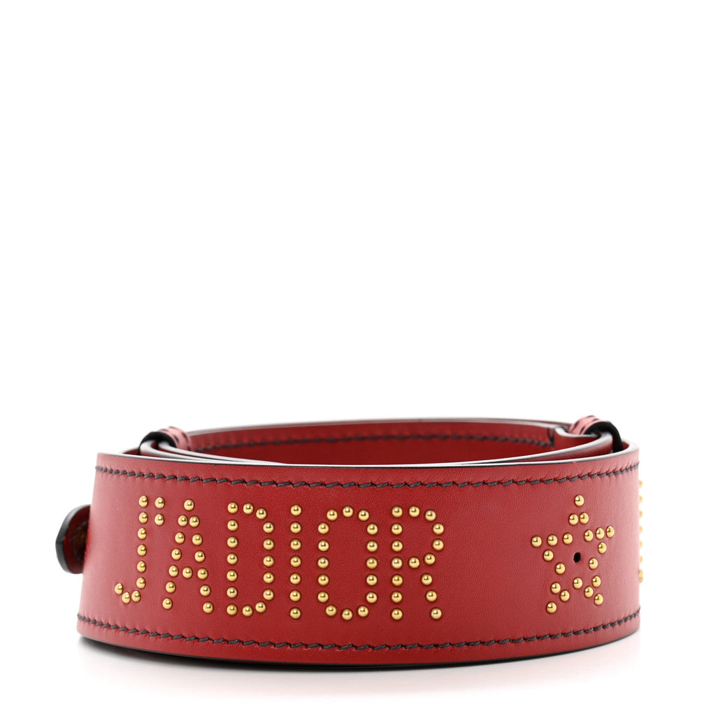 Calfskin Studded J'Adior Shoulder Strap Deep Red