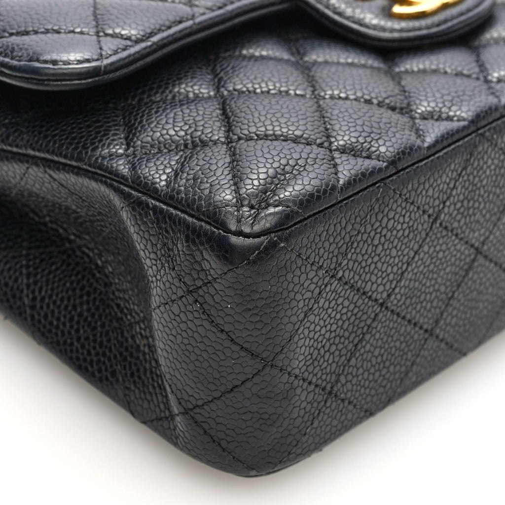Caviar Quilted Small Double Flap Black