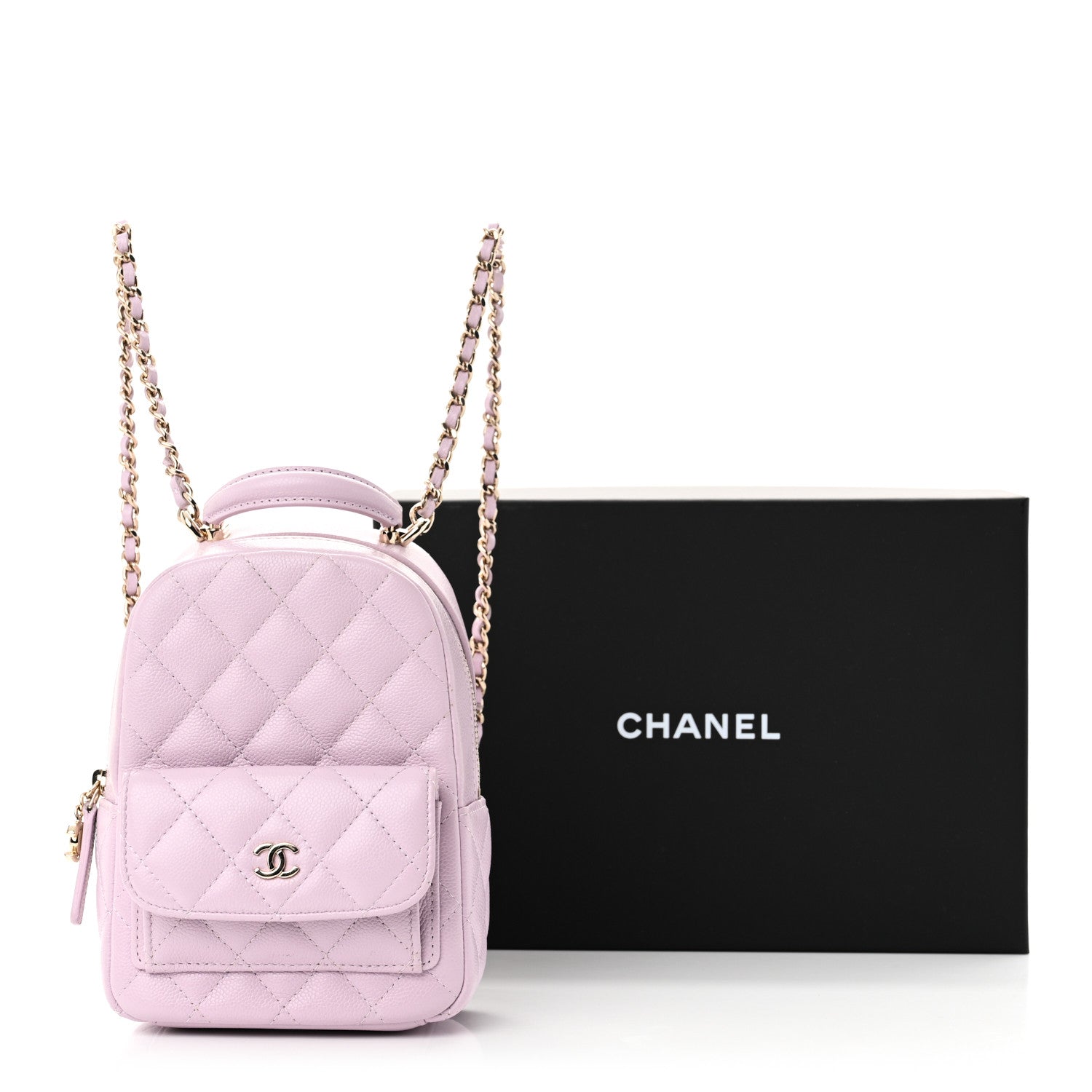 Caviar Quilted CC Mini Classic Backpack Light Purple