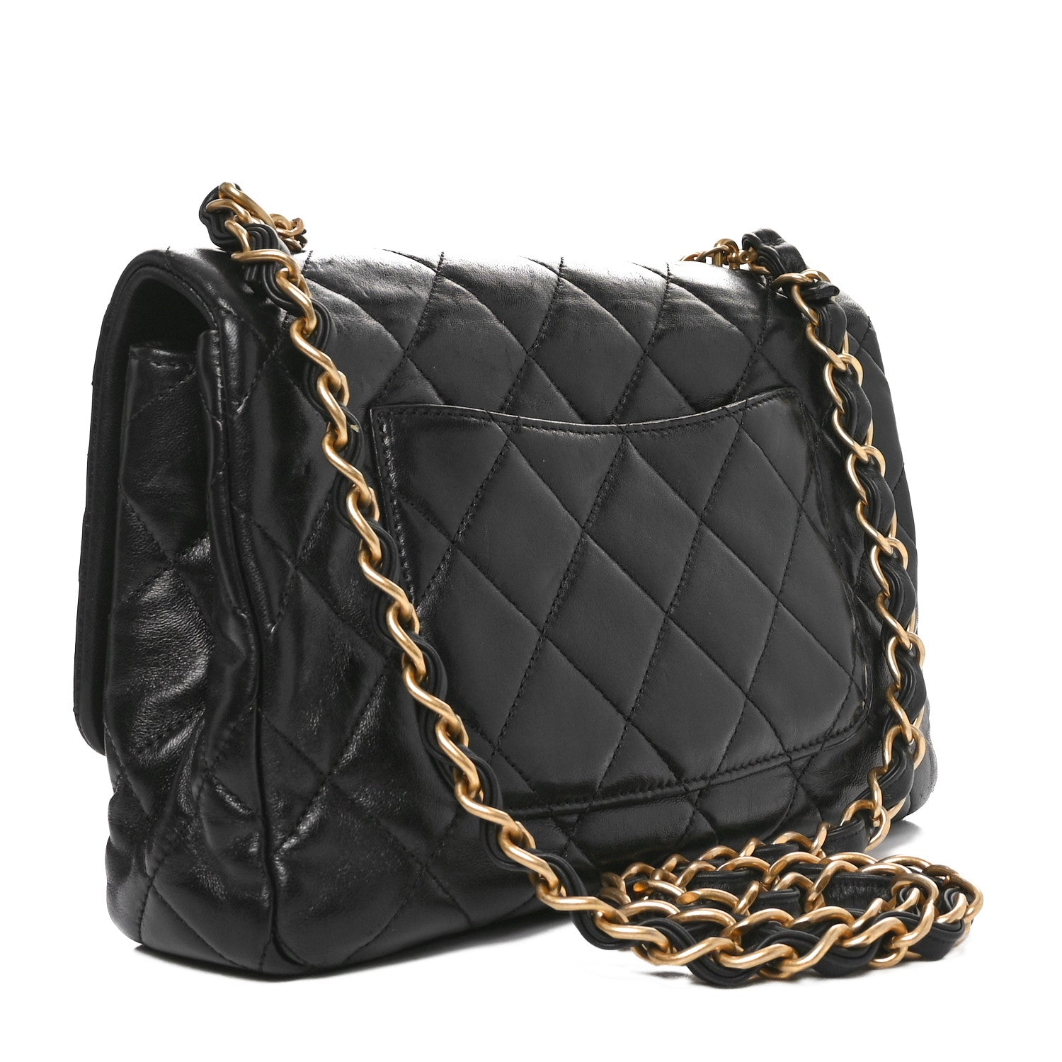 Lambskin Quilted Fancy Jewel Flap Black