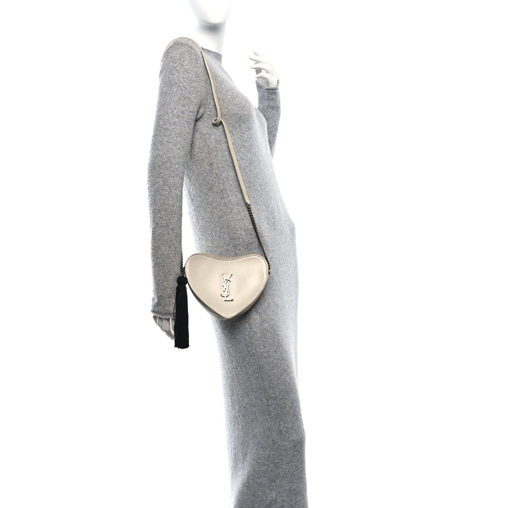 Calfskin Heart Monogram Crossbody Ivory
