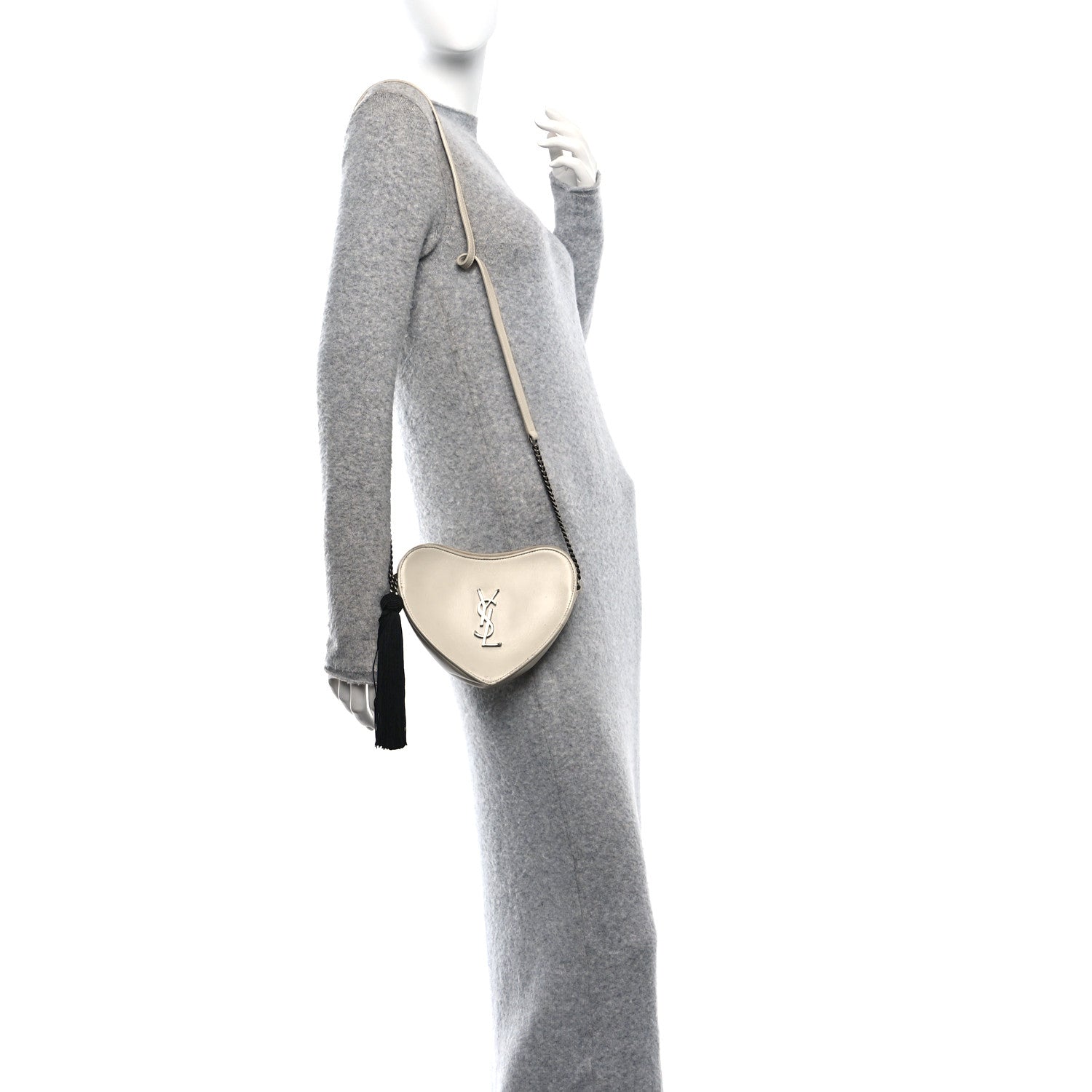 Calfskin Heart Monogram Crossbody Ivory