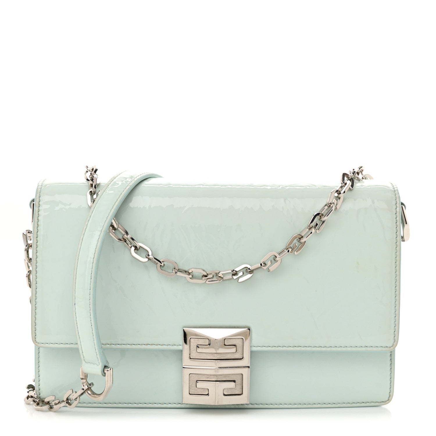 Patent Textured Goatskin Small 4G Crossbody Sky Blue