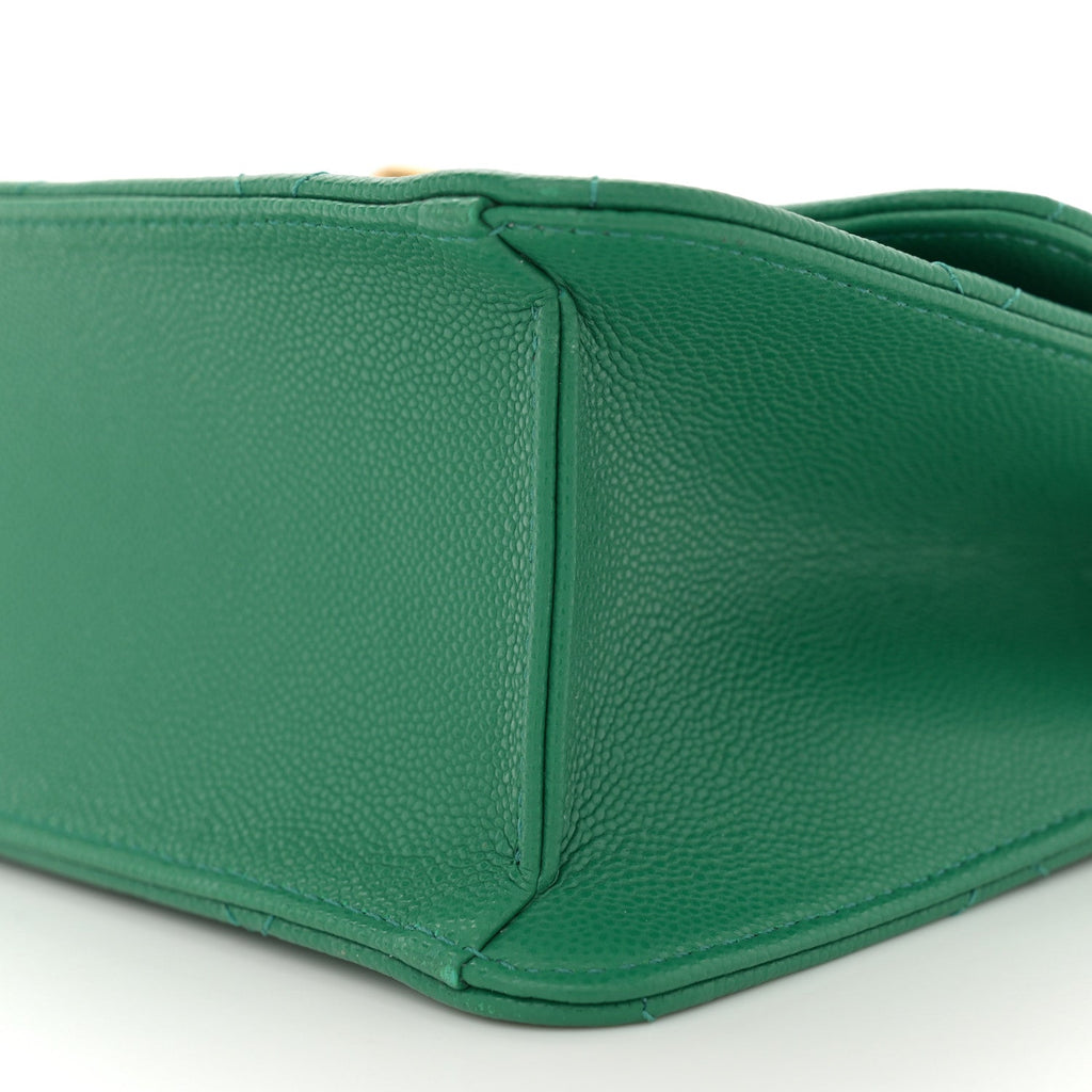 Caviar Quilted Mini CC Flap Green